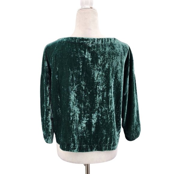 Cupcakes And Cashmere Crushed Velvet Green Blouse Top Womens Small - Picture 5 of 9